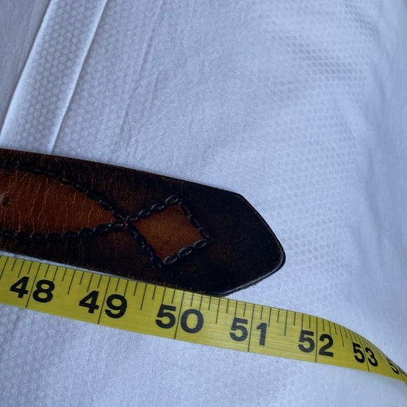 VINTAGE Genuine Leather distressed Belt Brown 51’ snap on buckle Western Country - Picture 6 of 8